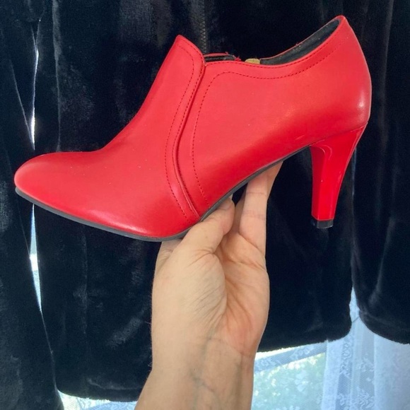 Red High Heel Ankle Boots - Picture 3 of 6